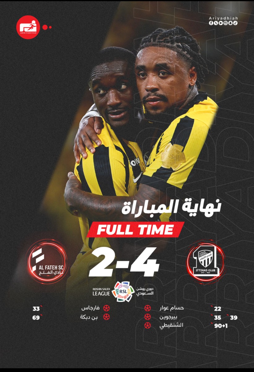 الاتحاد يكتسح الفتح.. سلبية بين الاهلي والاتفاق  والشباب يتجاوز الحزم