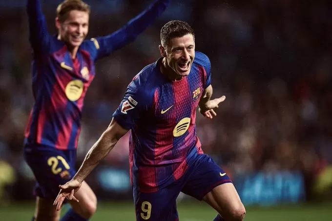 ليفاندوفسكي يقود برشلونة بالفوز على سلتا فيغو